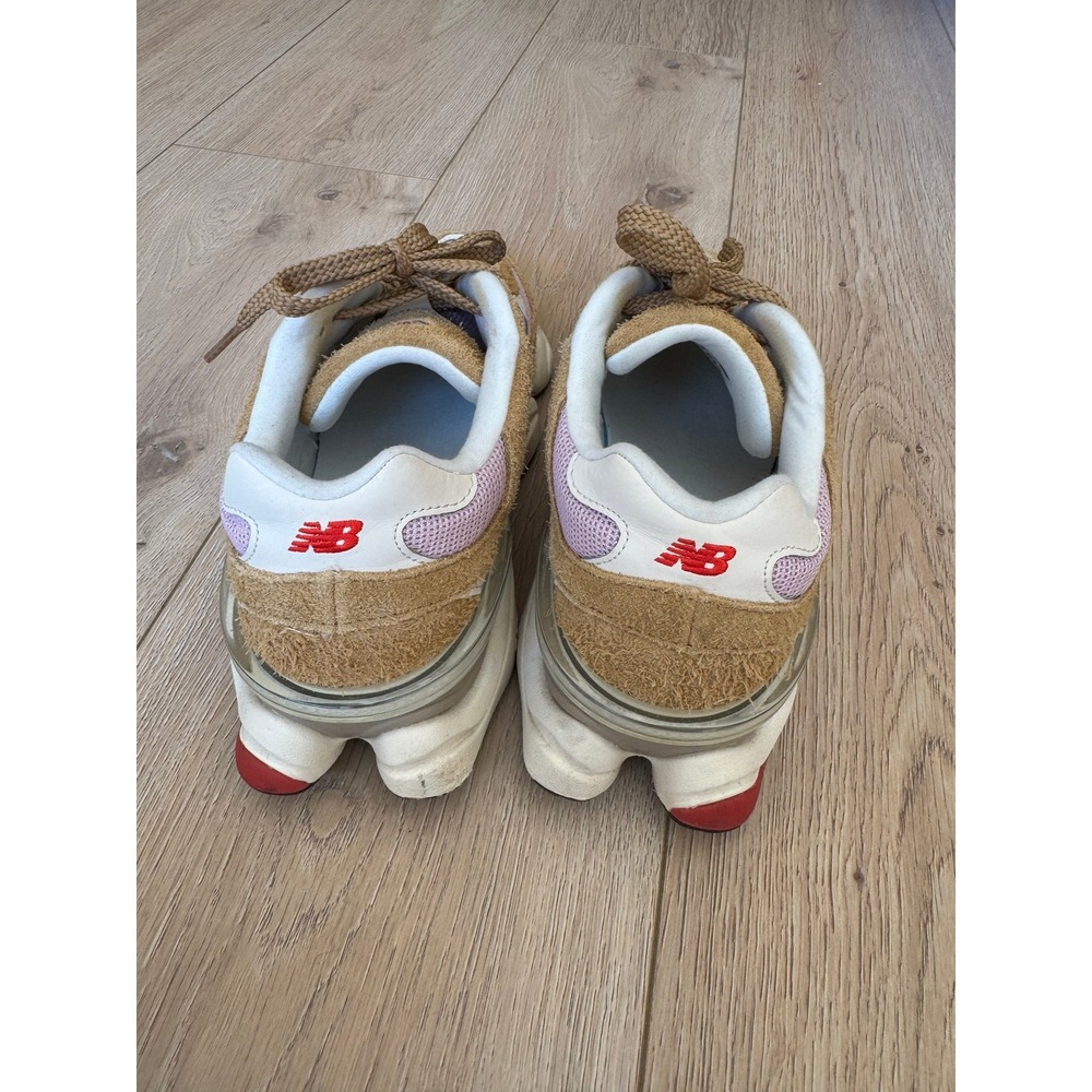 New Balance 9060 Tan Pink Red Suede Chunky Dad Sneakers Womens US 7.5 - Picture 4 of 12